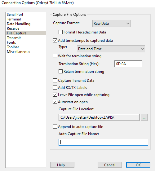 Saving Data with CoolTerm