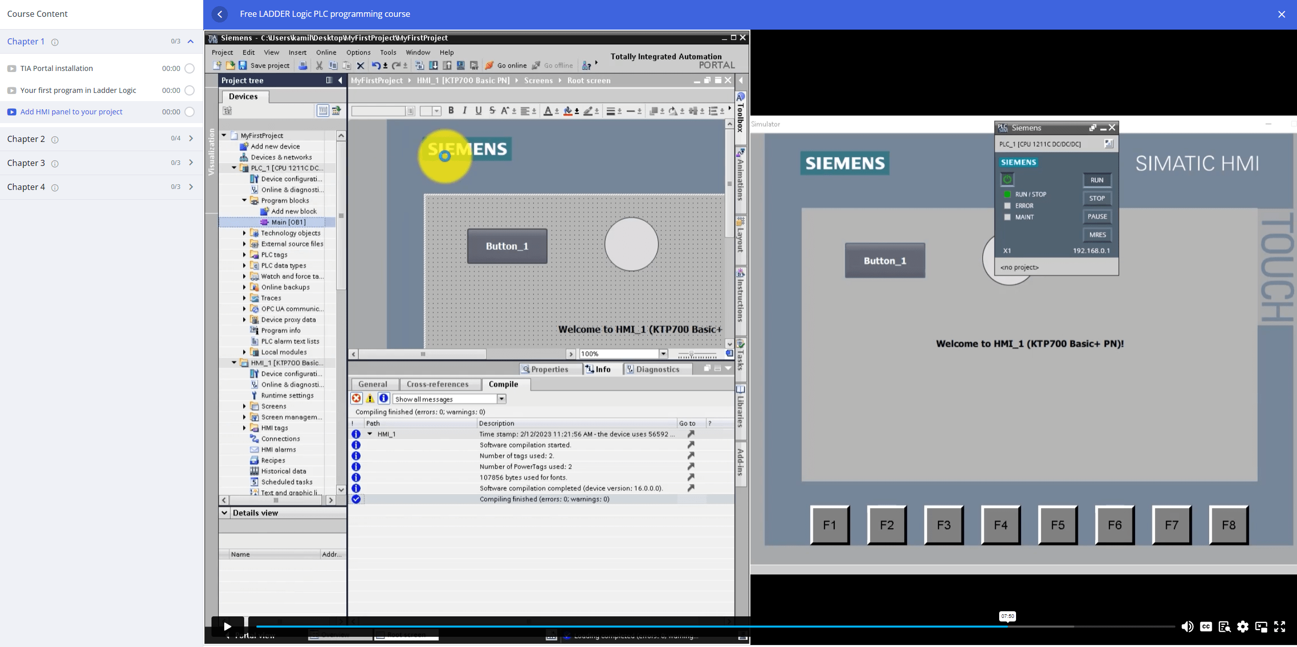PLC Siemens programming course in LAD language