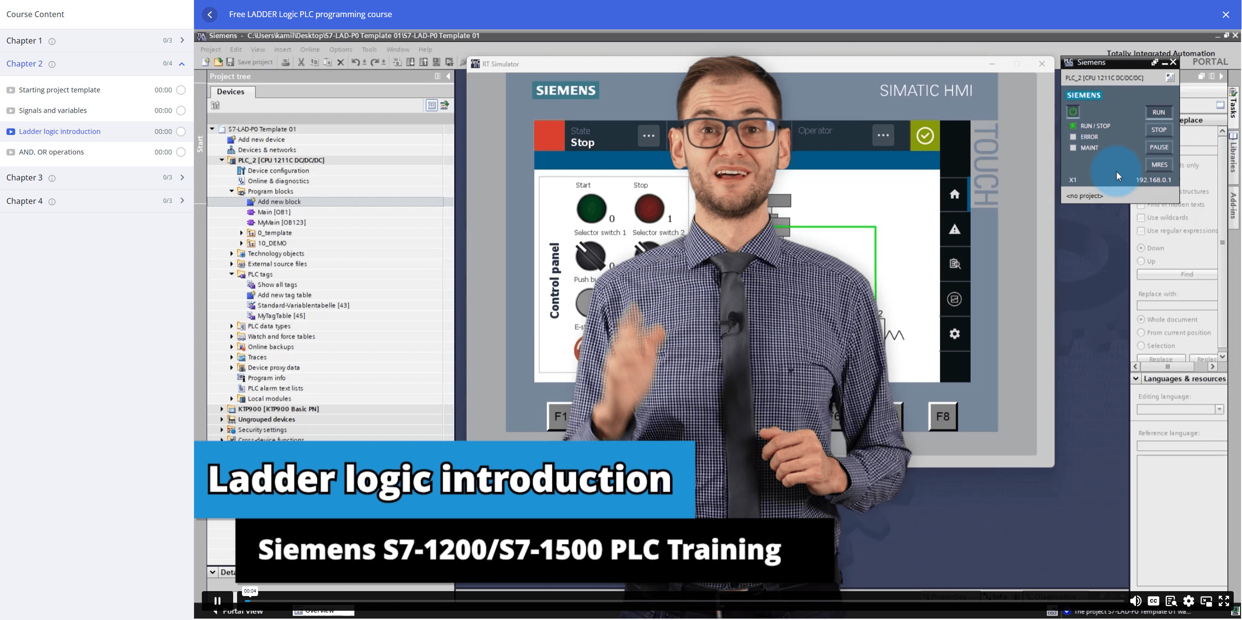 PLC Siemens programming course in LAD language