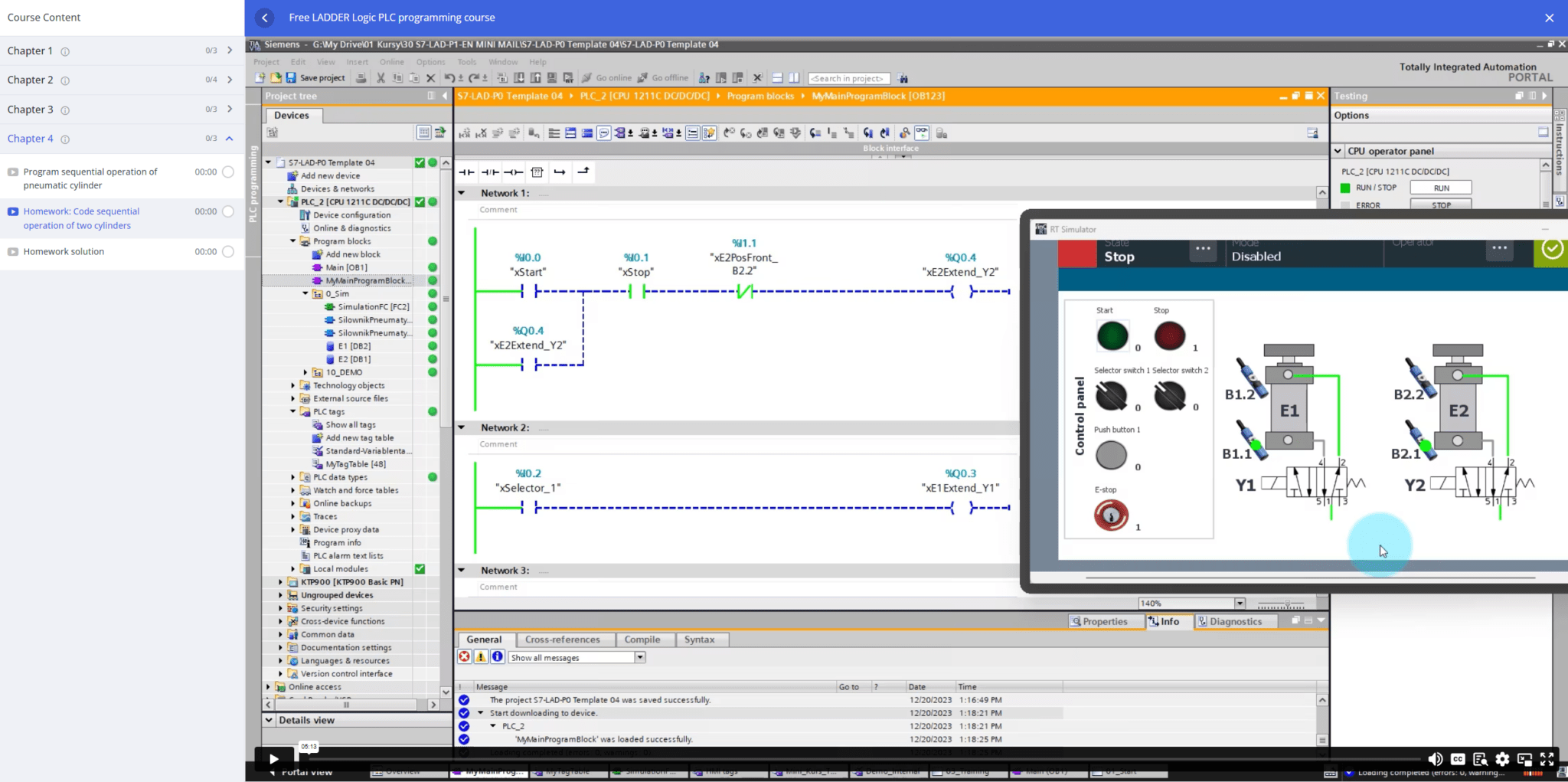 PLC course - Siemens S7-1200, Codesys LAD FBD programming
