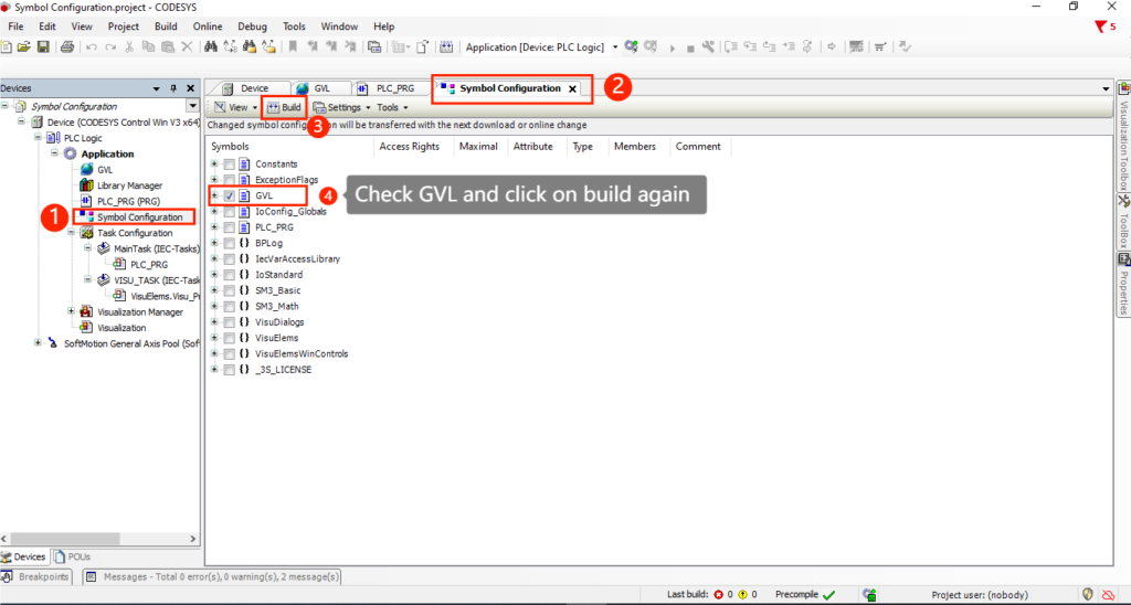 Symbol Configuration Codesys