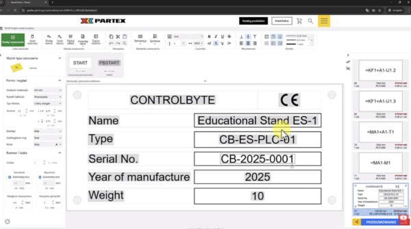 Power Control Leabling Control Panel Labeling Guide with Partex Mark Online