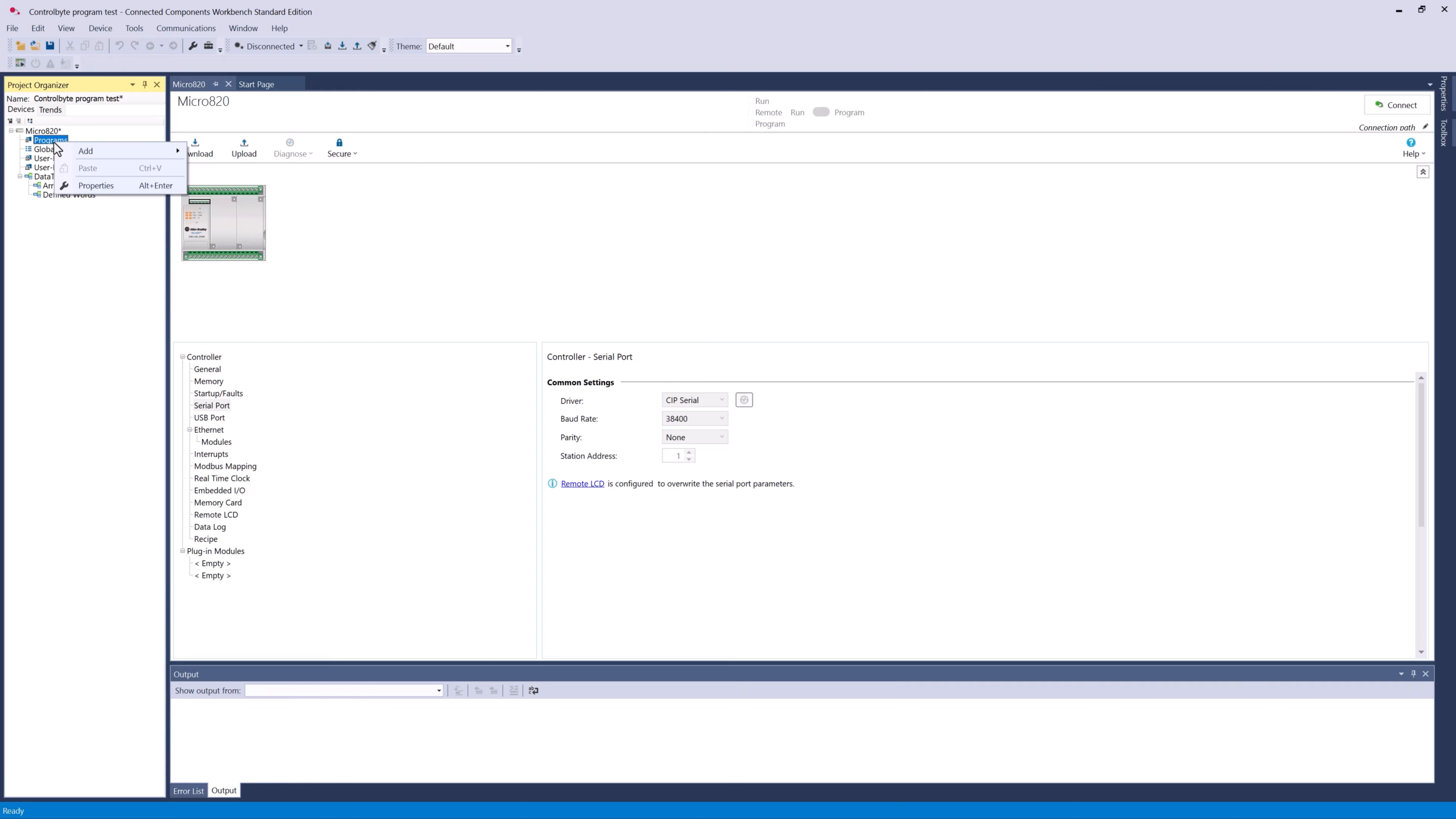 Adding a Structured Text program in the project tree