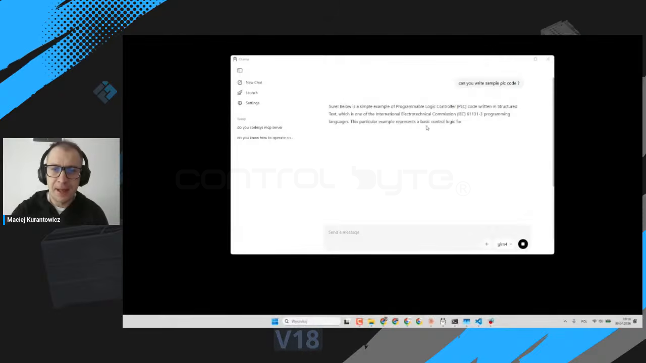 A local model generating PLC Structured Text in Ollama
