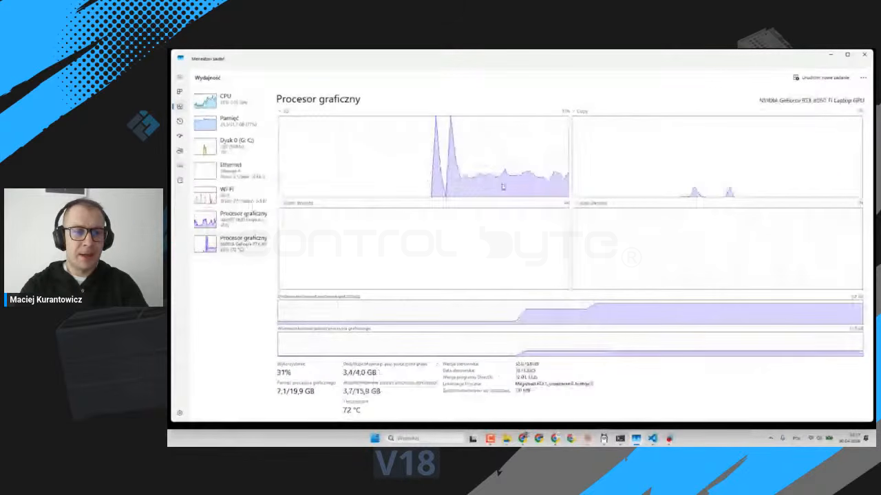 GPU usage rising while the local model generates PLC code