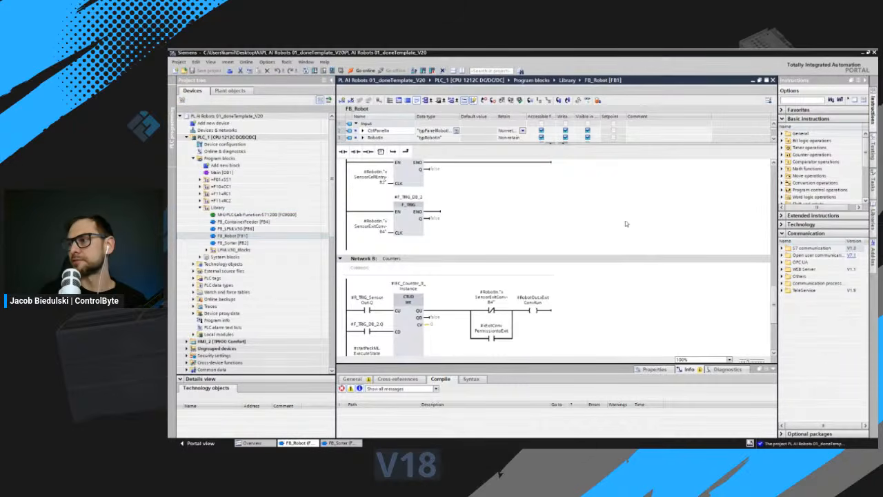 FB_Robot ladder logic open in TIA Portal before the SCL conversion