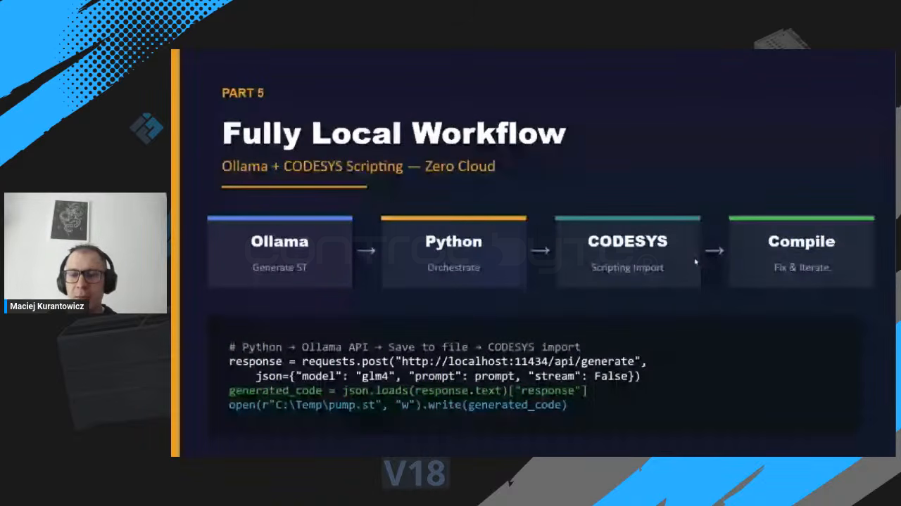 Fully local workflow from Ollama through Python to CODESYS