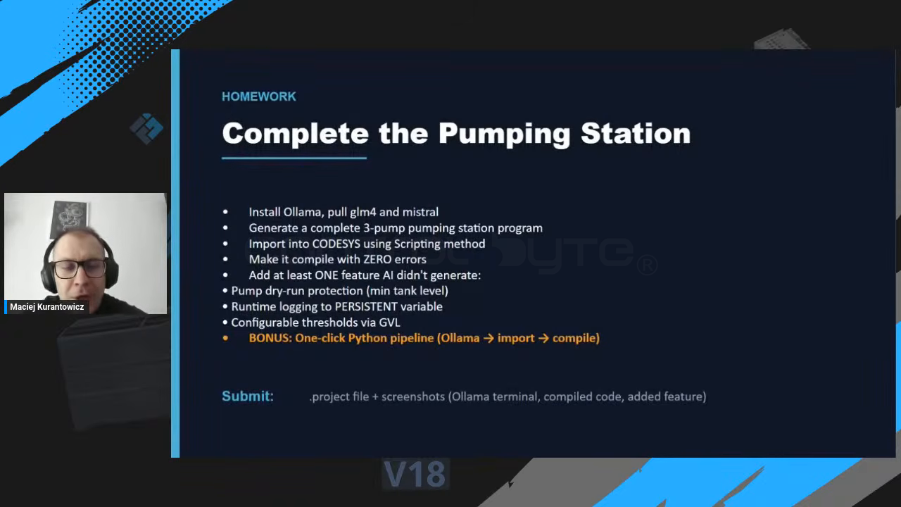 Homework: complete the pumping station with local AI