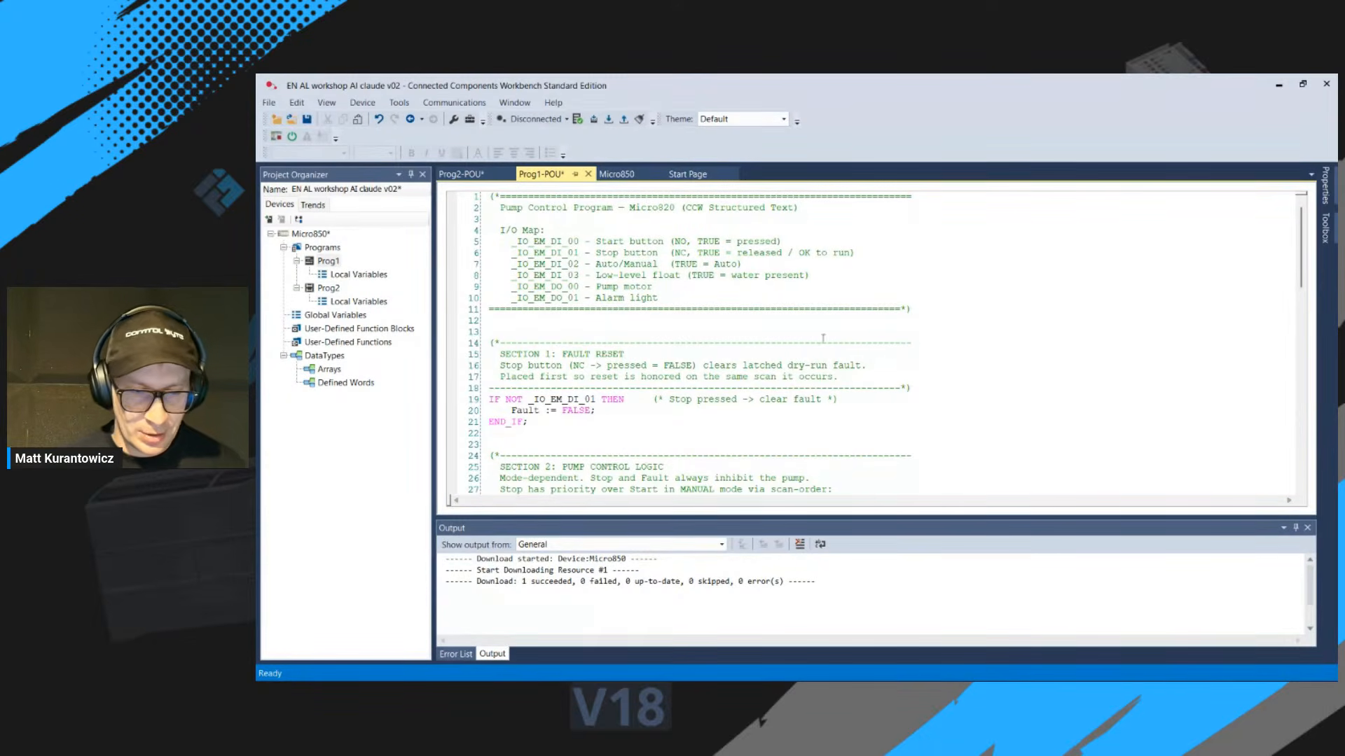 Compiler errors reported in the Connected Components Workbench output window
