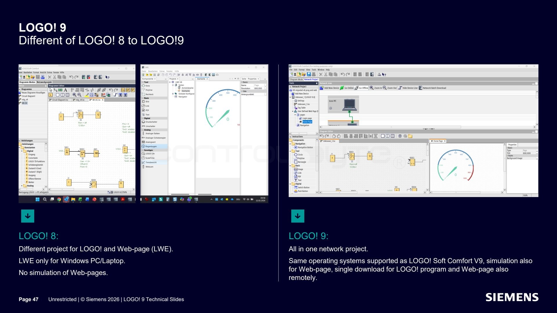 Differences between LOGO! 8 and LOGO! 9. Source: siemens.com, LOGO! 9 Technical Slides (Unrestricted)