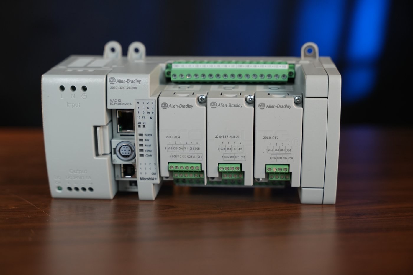 Complete Micro850 2080-L50E set - power supply, controller and three plug-in modules