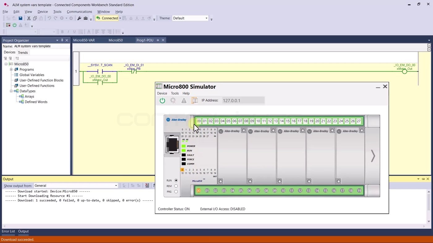 Output energized automatically right after entering RUN, driven by the first scan bit