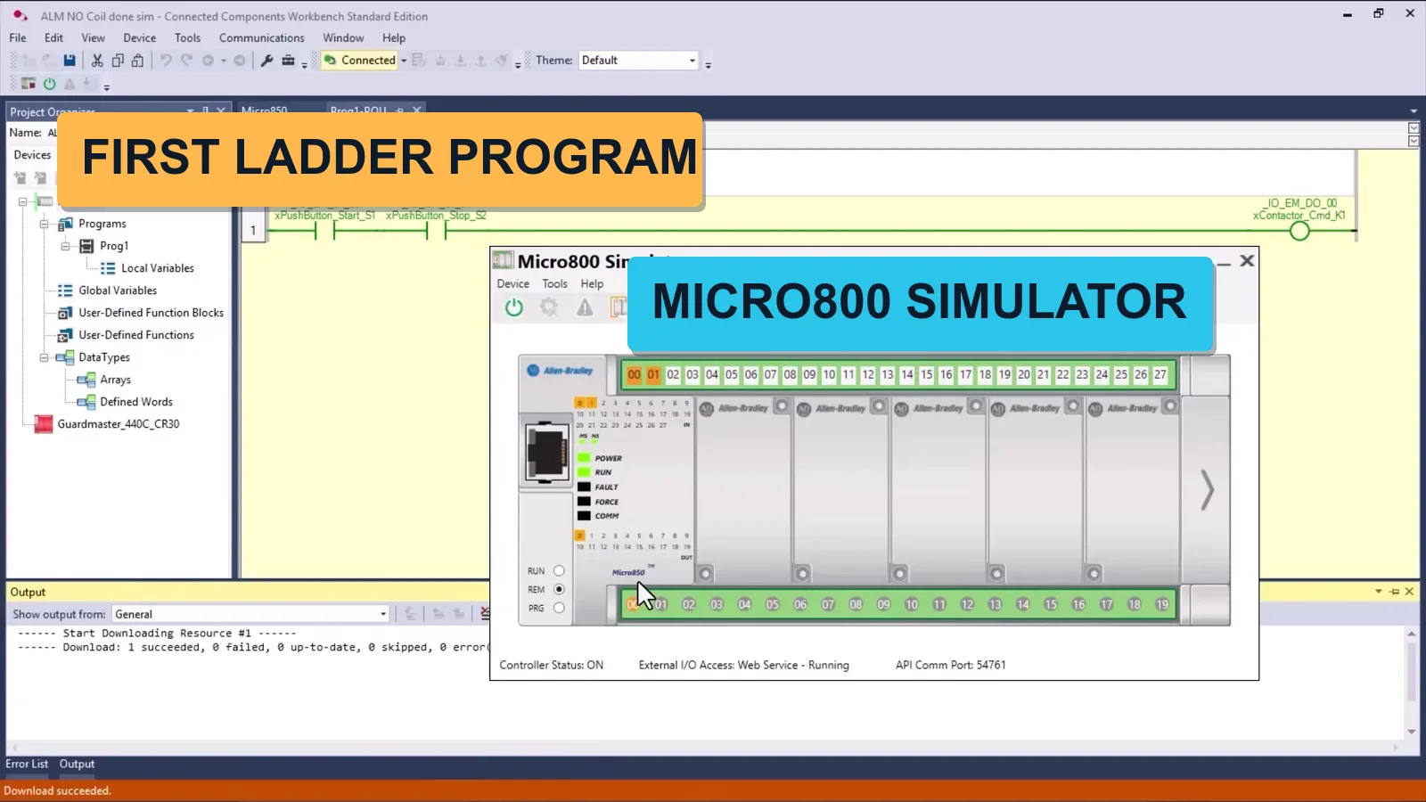 Connected Components Workbench and the Micro800 simulator