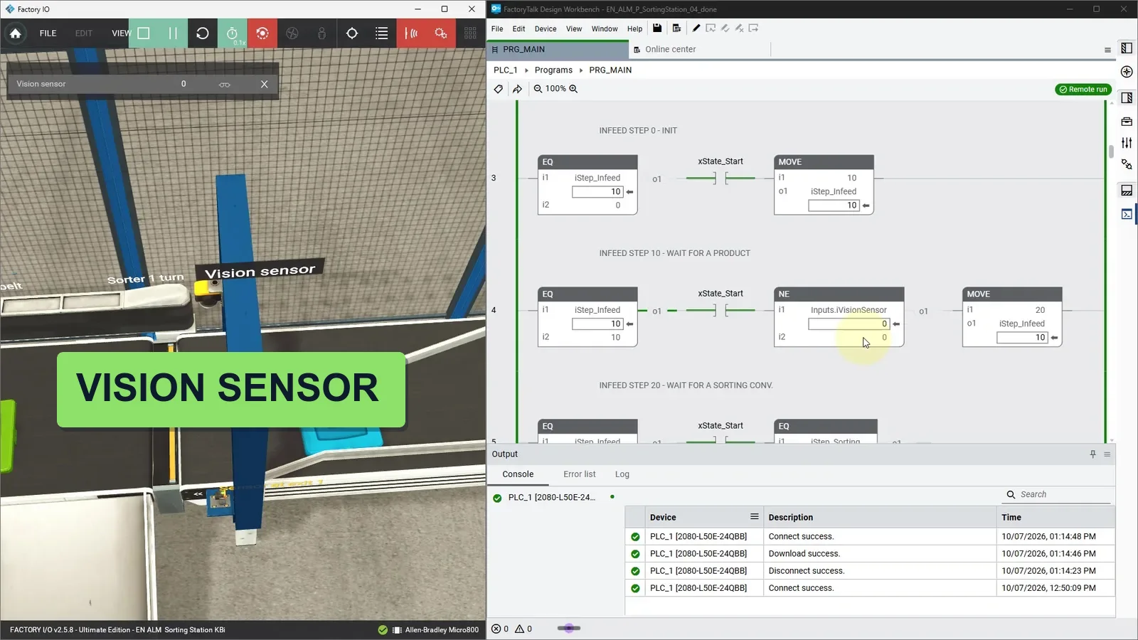 Sorting station in FactoryTalk Design Workbench